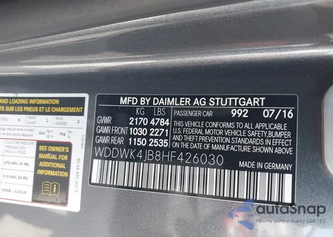 2017 Mercedes-Benz C 300 from USA, damaged, VIN WDDWK4JB8HF426030